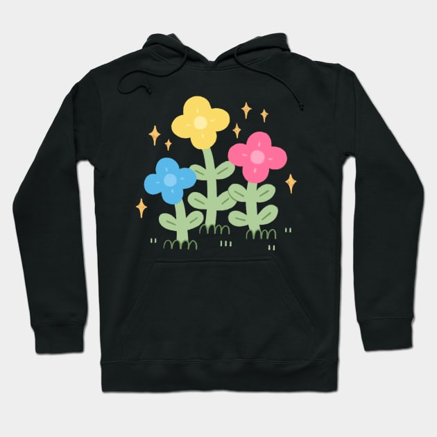 Pansexual Pride Flowers Hoodie by Niamh Smith Illustrations